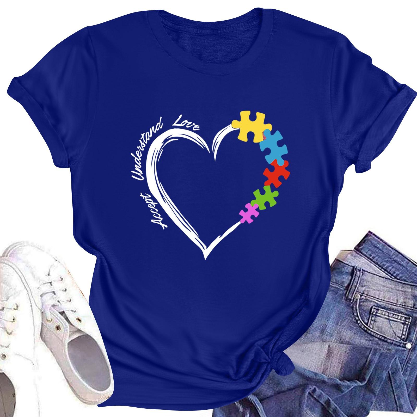 

Женская повседневная футболка с короткими рукавами и круглым вырезом с принтом и буквенным топом M