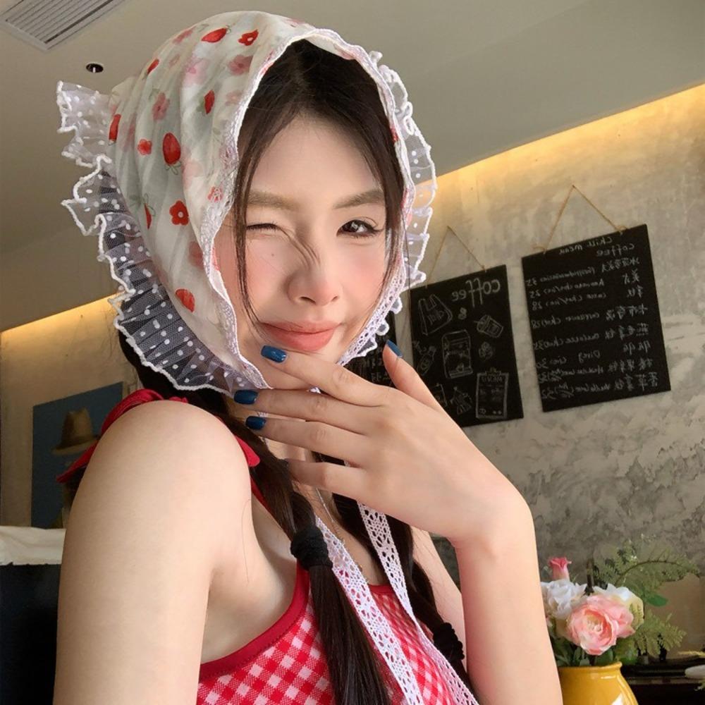 Handmade Flower Headscarf Triangle Turban Hair Accessories Summer Triangle Headband  Beach