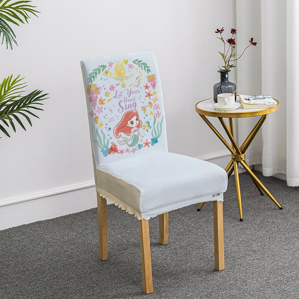

Милый чехол для стула на обеденный стол с изображением принцессы-русалки, чехол для сиденья, эластичная утолщенная подушка для стула Four Seasons Universal 45*38*38 cm