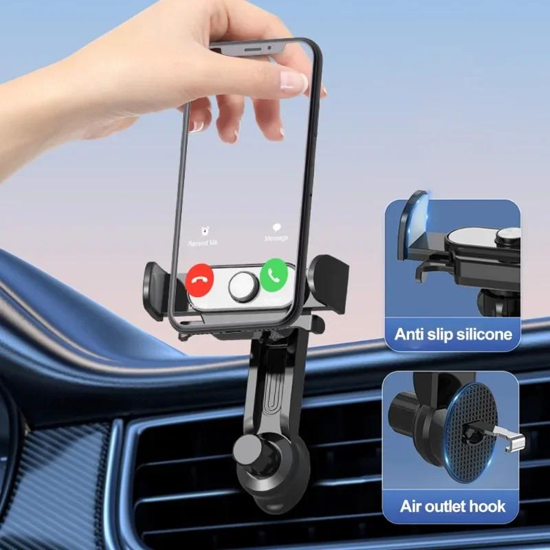 Car Phone Bracket GPS Navigation Stand Car Multifunctional Automatic Clamping Air Outlet Phone Holder for 4-6.9 Inch Cellphone
