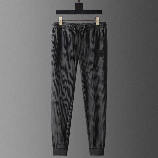Summer Men Pleated Shirt Pants Two-pieces Set Thin Soft Breathable Tracksuit Casual Sports