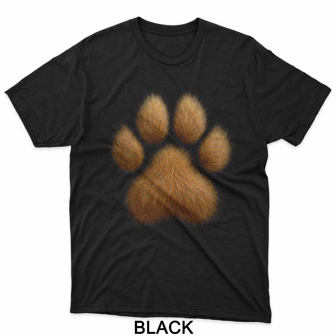 Furry Dog Cat Paw Print Realistic Pet Lover Tee T-Shirt 4XL