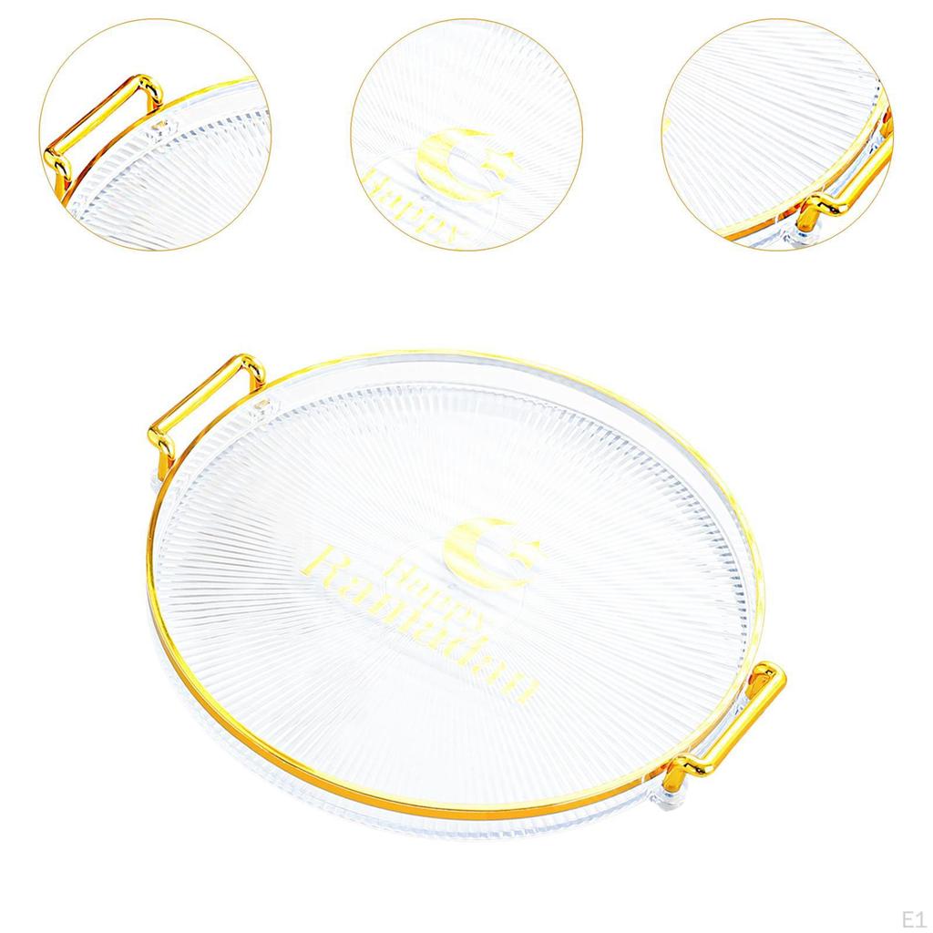 Breakfast Platter Decorative Round Serving Tray with Handle Jewelry Storage Vanity for