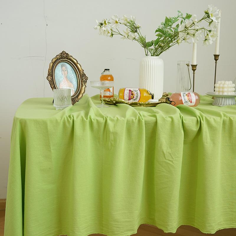 Pure Color Tablecloth Crinkle Cotton Washable Table Cover Tablecloths for Rectangle Table Baby Shower Kitchen Party Wedding Deco