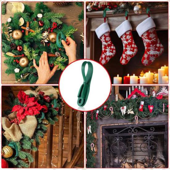 Weihnachtskranzaufhänger Kaminsims Girlandenhaken Selbstklebende Weihnachtsstrumpfaufhänger Wiederverwendbare Kranzhaken für Kamin Treppenhaus Geländer