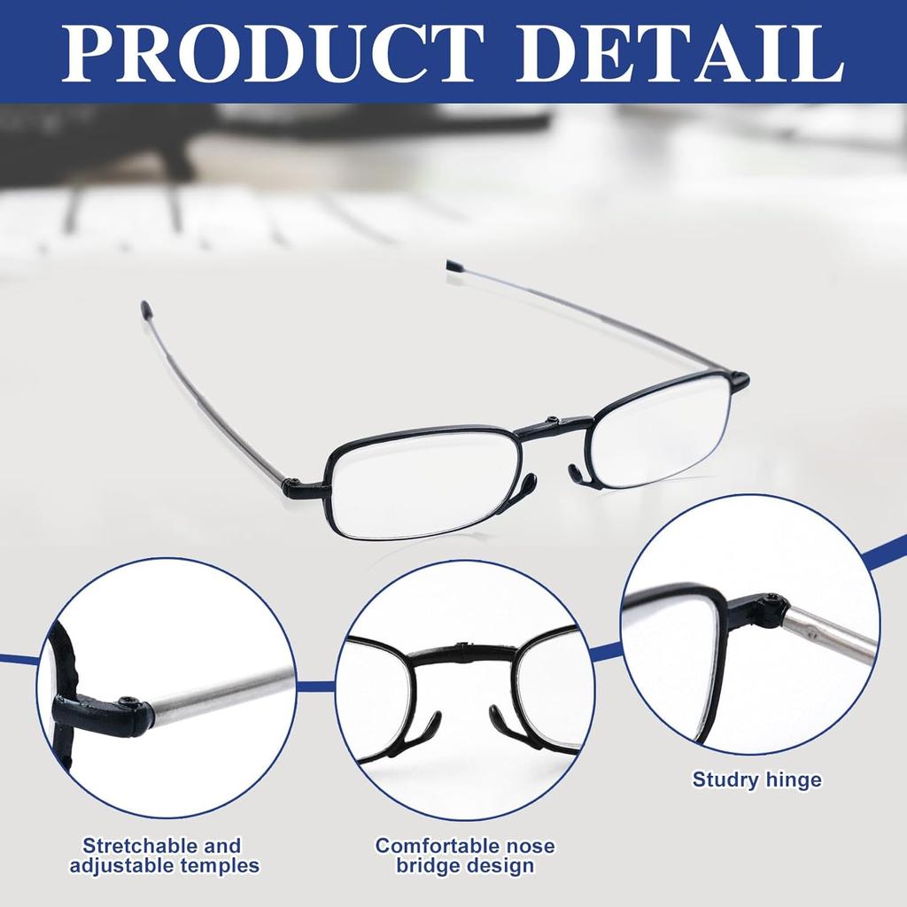8 Pack Foldable Reading Glasses Blue Light Blocking Glasses Magnetic Case Pocket Wallet Spring Hinge Readers