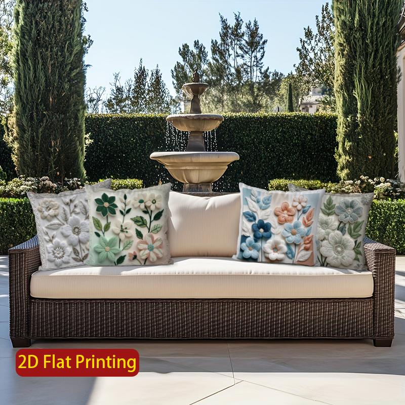 2D Floral 3D Embroidered Cushion Covers For Home Pattern Cushion Cover Suitable For Sofa Bedroom Car Pillow Cover