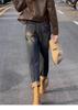 Elastic Velvet Wide-Leg Harem Jeans for Women - Plus Size, High-Waisted, Loose Slimming, Autumn/Winter Style.