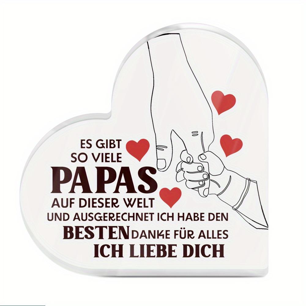 1pc German Heart-Shaped Acrylic Sign with German Text - 2D Flat Table Decor for Dad, Father s Day Gift, Farmhouse Living Room & Desktop Decoration 10*10cm