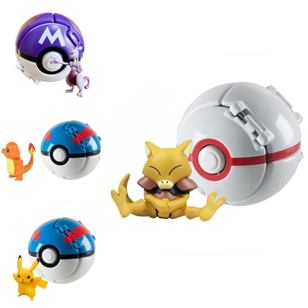 Pokemon Poke Ball Elf Figure Model Toy Pikachu Charmander Litten Rockruff Game Anime Figure