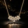 Elegant Charm Female White Zircon Stone Water Drop Flower Pendant Necklace Gold Color Wedding Jewelry For Women