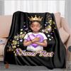 1PC Custom Name "Royal Heart Stars" outdooor Flannel blankets Throw Blanket All-Season Throw Gift Bedspread for Couch, Bed, Camping Holiday Birthday g
