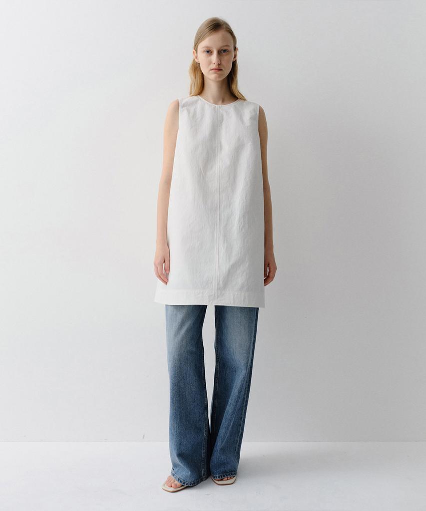 Ia Stitch Sleeveless Mini Dress (White)