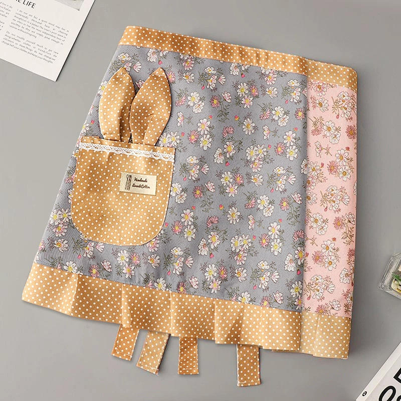 Household Work Clothes Canvas Flower Half-length Apron Female Kitchen  Anti-fouling Wear-resistant Cooking Half-waist