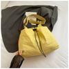 Korean Style Pleated Drawstring Bucket Bag Large Capacity Cloth Crossbody Bag  Women