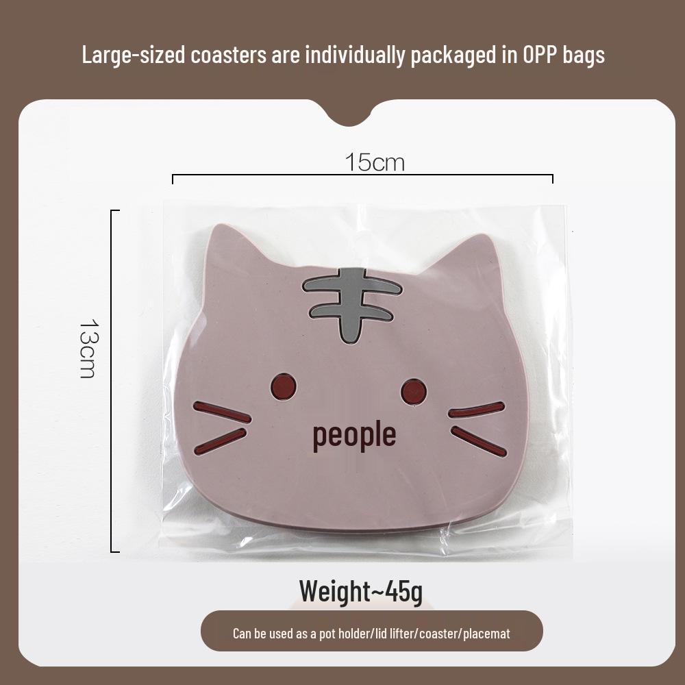 Cute Cat Non-Slip PVC Coaster, Heat-Resistant Silicone Placemat for Cups and Bowls