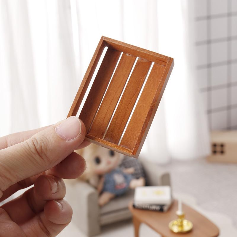 1/12 Dollhouse Simulation Storage Basket Wooden Frame Organizers Dollhouse Kitchen Home Decoration Dolls House Accessories