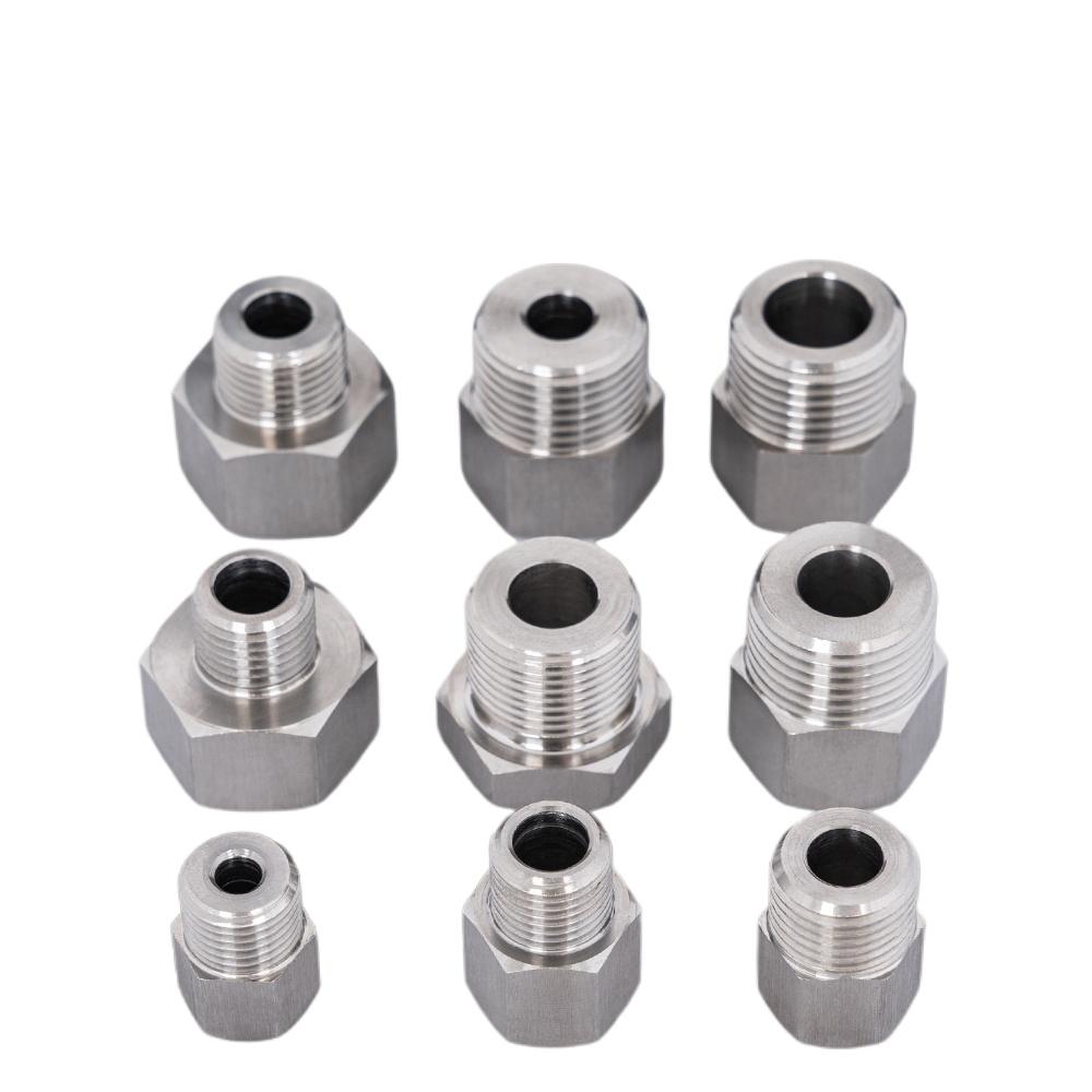 M14 M20 1/4 3/8 1/2 BSP Male Female Reudcer Nipple 304 Stainless Steel Pipe Fitting Connector Water Gas Oil Pressure Gauge