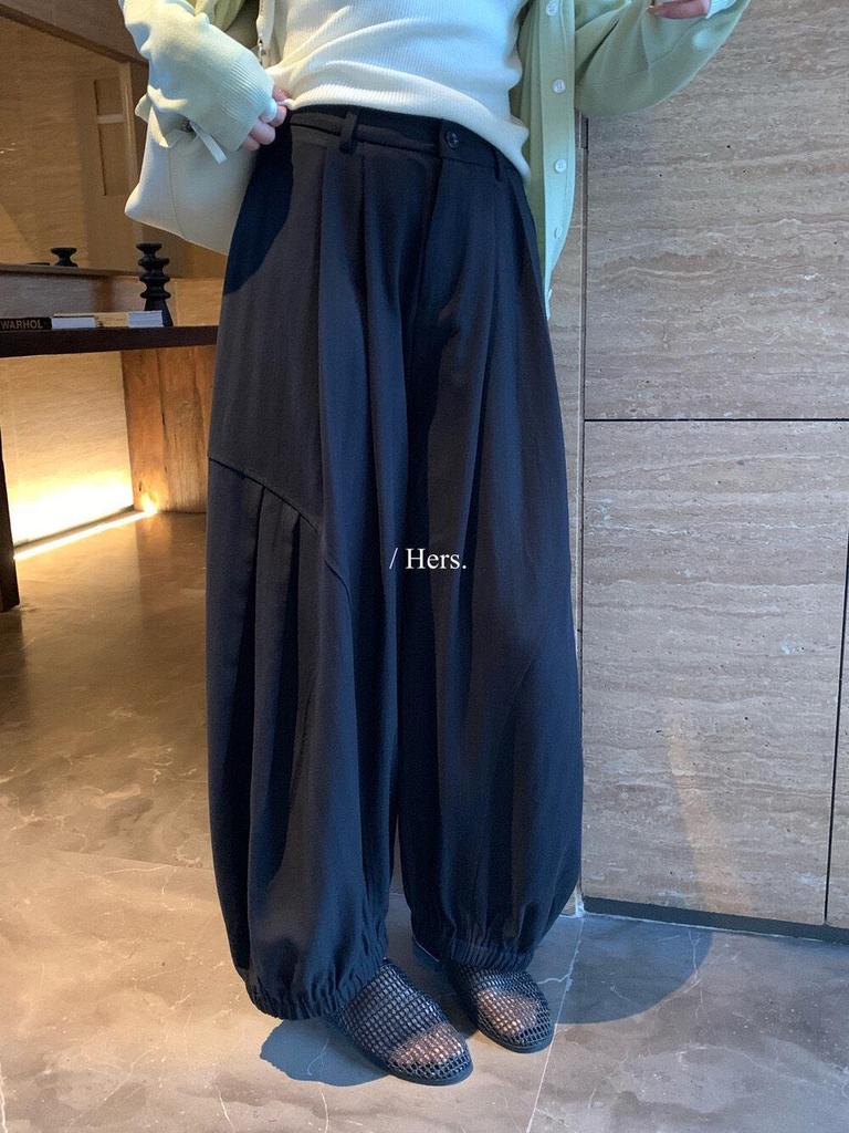 Women's High-Waisted Pleated Wide-Leg Lantern Pants - Spring 2026 Casual Balloon Design
