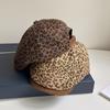 Vintage Leopardenmuster Baskenmütze Flache Malermütze Lässige Leoparden-Zeitungsjungenkappe Scharfe Mädchen