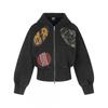 American Vintage Printed Hooded Cardigan Sweatshirt Short Fit Casual Teens
