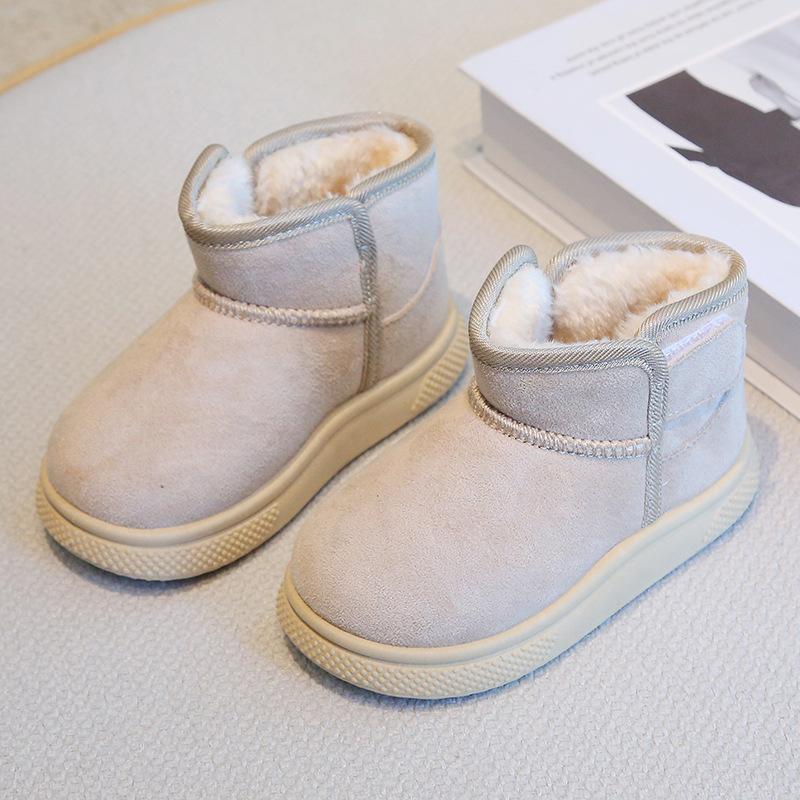 Barnesnøstøvler 2025 vinter nye gutte korte støvler foret og tykkere jente bomullsstøvler varme baby bomullssko