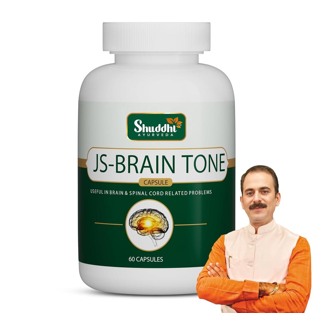 Shuddhi Ayurveda Js Brain Tone Capsules Herbal Cognitive Wellness Support Supplement 60 Capsules Mind Focus Formula