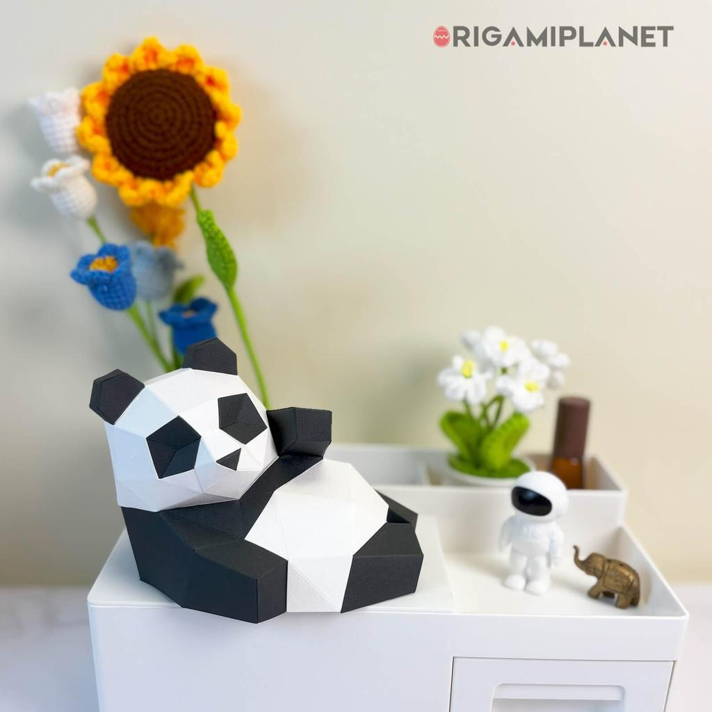 ORIGAMIPLANET 3D Origami Papercraft Kit Panda Fun DIY 3D Panda Paper Art Model for Teens Easy Handmade Animal Figurine Sculpture Gift Set for