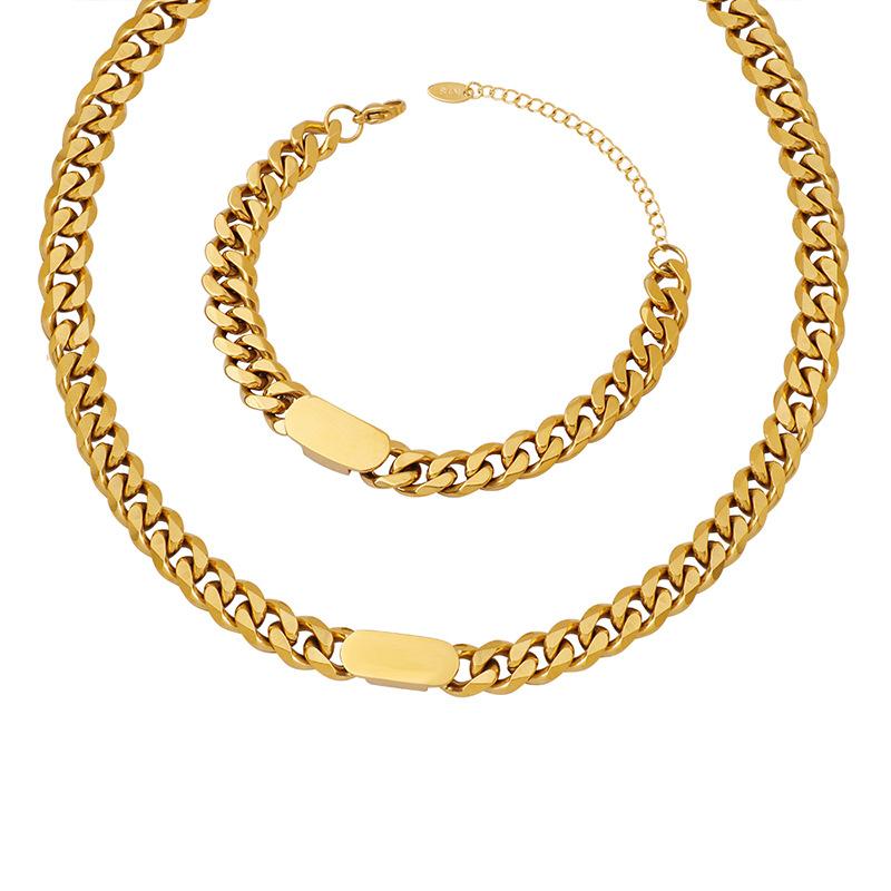 Cold Wind Exaggerated Chain Necklace, Minimalist Light Luxury Bracelet Jewelry Set