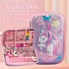 Pencil Carryall Creative 3D Unicorn Dinosaur Cartoon Stationery Box for Male Female Primary Secondary School Students Stationery Carryall