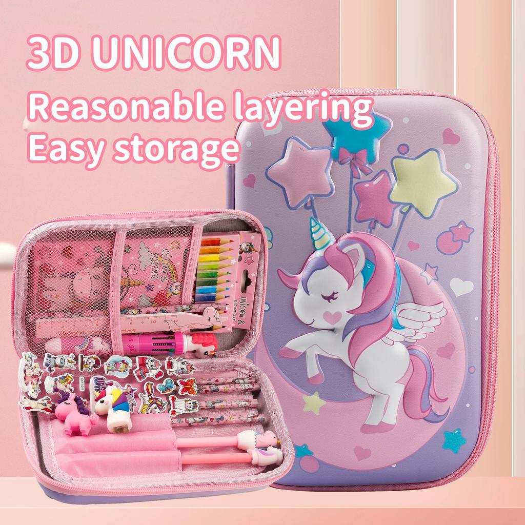 Pencil Bag Creative 3D Unicorn Dinosaur Cartoon Stationery Box for Male Female Primary Secondary School Students Stationery Bag