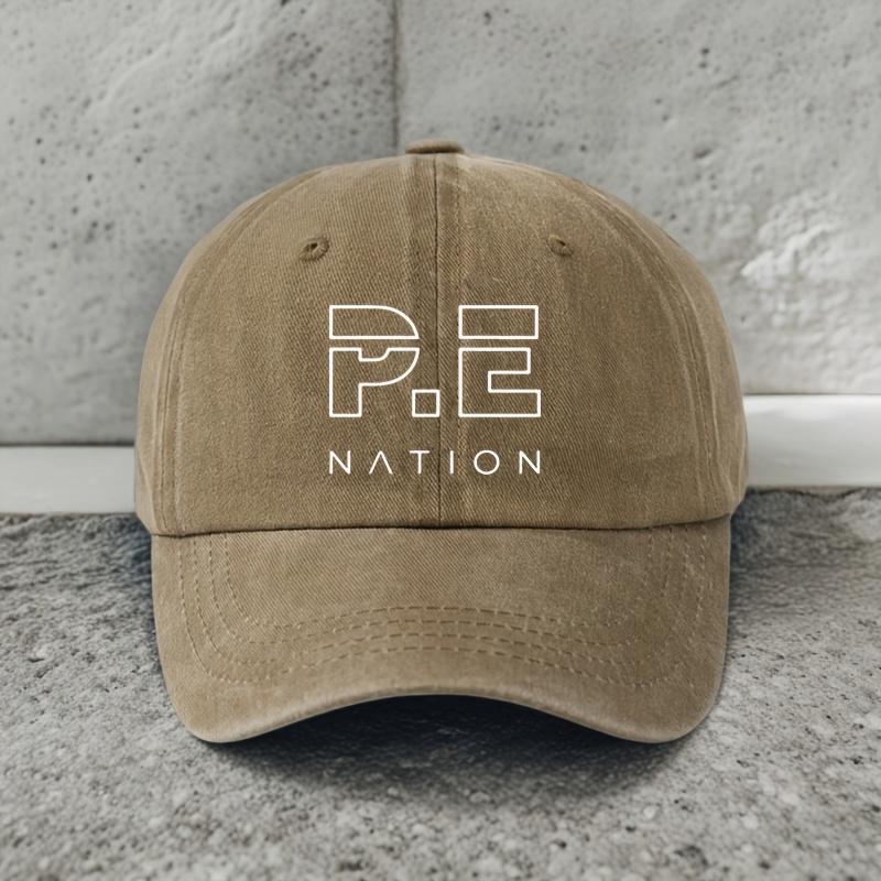 Lightweight Breathable Baseball Cap with P E NATION Letter Print Casual Unisex Hat for Outdoor Travel Beach