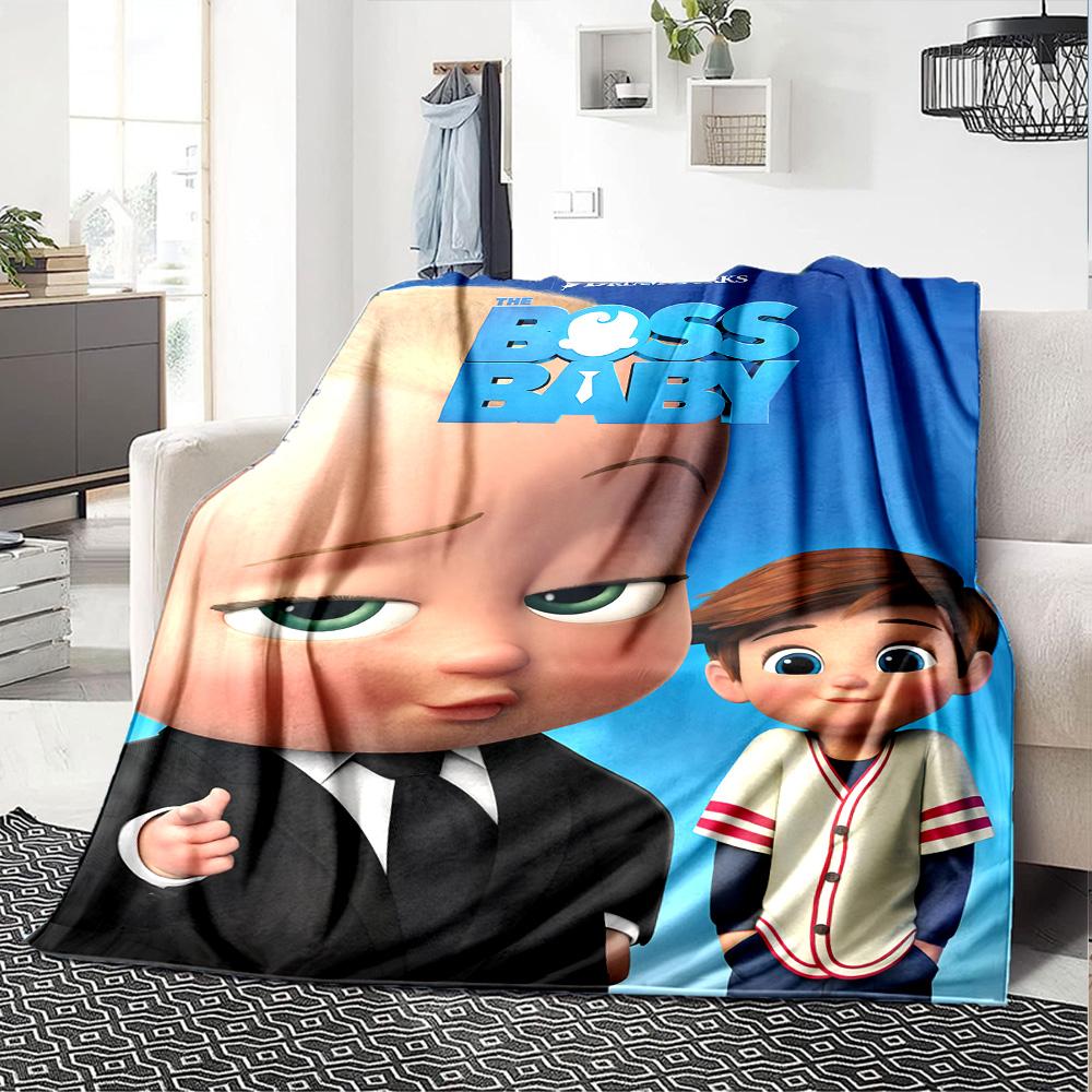 1pz Coperta in Flanella Baby Boss Ritorna, Coperta in Peluche Calda Ultra Morbida per Casa Camera da Letto Letto Divano Copertura Campeggio Picnic Regalo Y72422