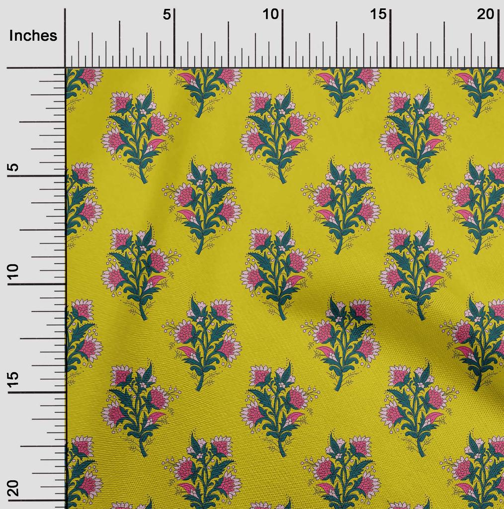 oneOone Baumwoll-Flex-Stoff Blätter- & Floral-Blockdruck-Stoff Meterware 40 Zoll