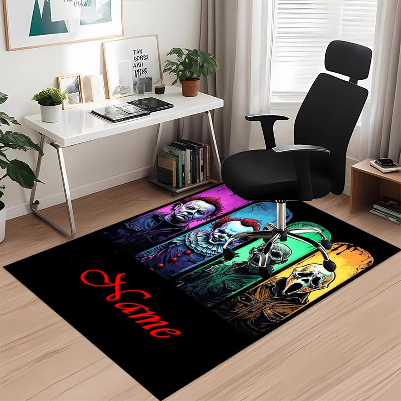 Benutzerdefinierter Name Halloween Horror Bedruckter Teppich, für Bürostuhl Wohnzimmer Schlafzimmer Küchenraum Dekor Geschenke.