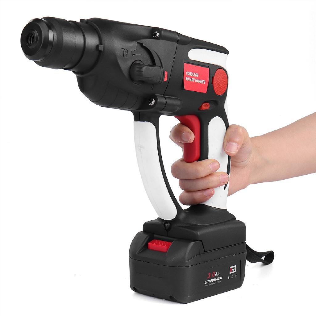 20V Cordless Hammer Drill ROTARY Rechargeable Lithium Battery DC Hammer Drill Industrial Electric Power Tool LED Light