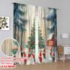 2pcs,2D Plane Printing Curtain Popular Christmas Tree Forest Gnomes (2) Polyester Fabric (without Rod) Decorations Outdoor Use