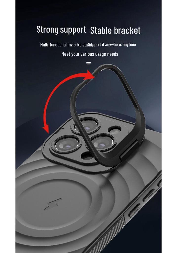 Wave Pattern iPhone 17 Pro Max Case with Magnetic Lens Holder, Apple 16/15 Compatible, Drop-Proof, Cross-Border Design
