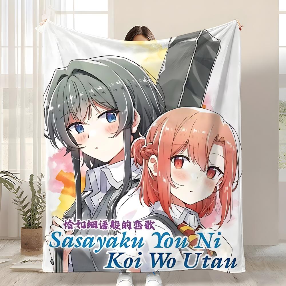 

Anime Whisper Me a Love Song Throw Kid-Friendly Flannel Throw Blanket Soft Warm Anti-Static Washable All Season 75x90cm