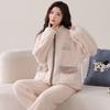 [Shopping mall quality] Couple pajamas women's autumn and winter velvet thickened turtleneck flannel men's loungewear set