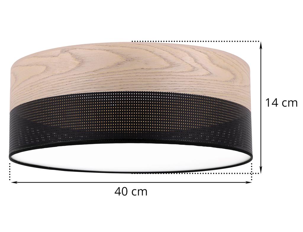 Wood Plexi Ceiling Lamp Black 40Cm Classic Oak