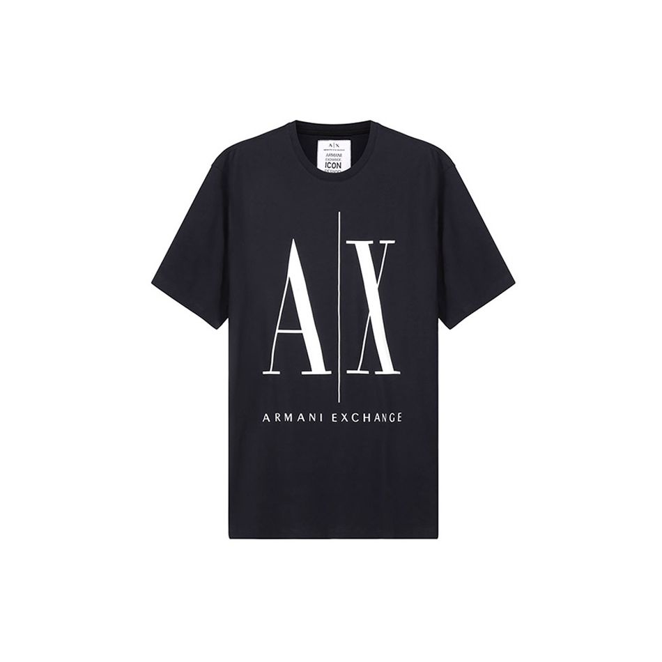 Armani Exchange SS22 Letter Logo Print Crew Neck Short Sleeve T-Shirt Men tops Navy-Blue 8NZTPA-ZJH4Z-1510