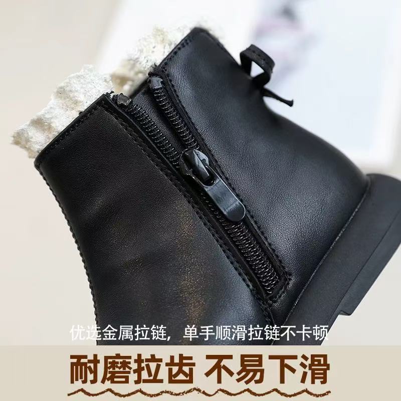 Girls boots winter white princess shoes children's short boots baby girl shoes velvet winter shoes little girl martin boots