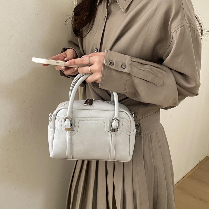 Mini Boston Bag with Dual Top Handles and Detachable Shoulder Strap for Elegant Daily or Evening Use