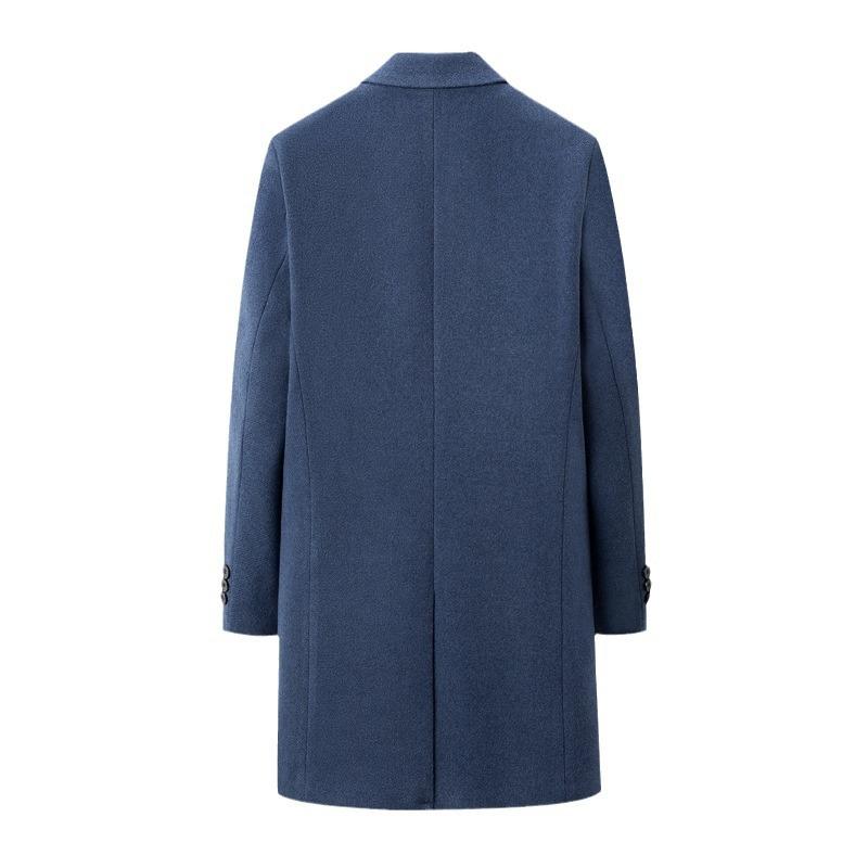 Cappotto da uomo Autunno e Inverno Cappotto di lana Trench di lana Mezza età e Giovani Monocolore Medio e Lungo Cappotto di lana Cappotto da uomo