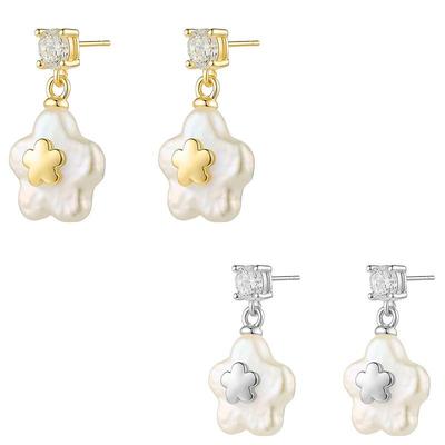 S925 Sterling Silver Baroque Freshwater Pearl Stud Earrings