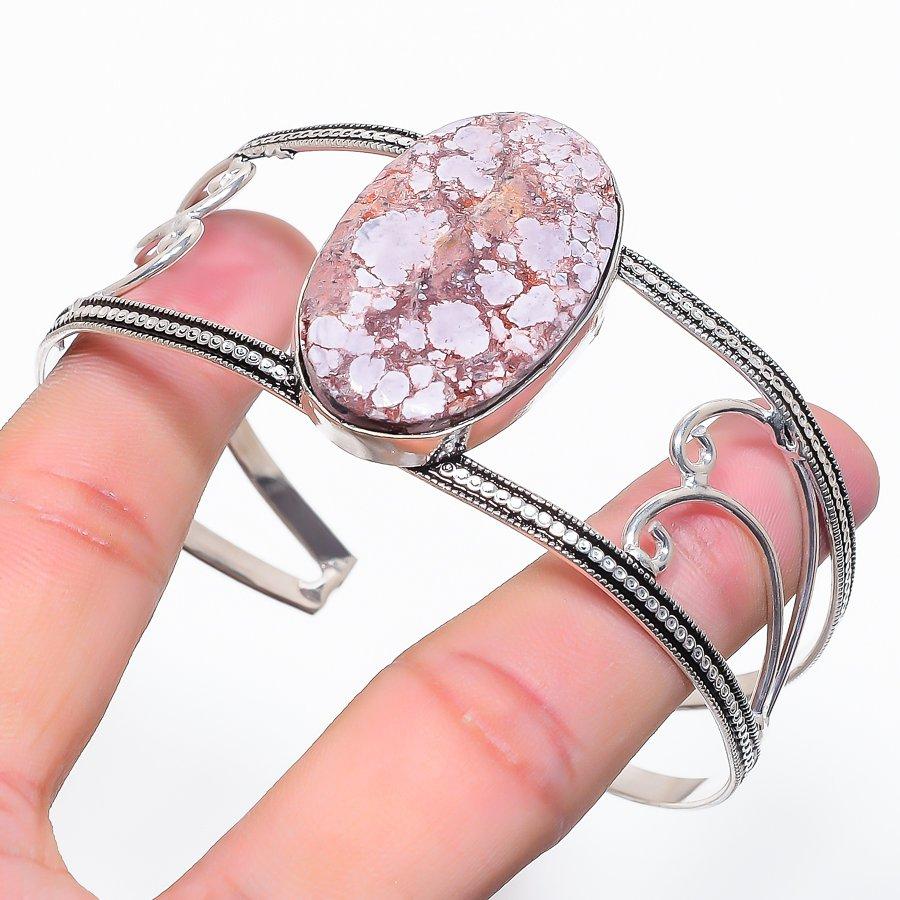 

Натуральный Камень Дикая Лошадь Серебро 925 пробы Манжета Браслет Регулируемый S5q92