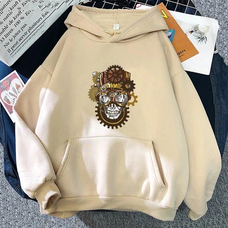 Diseño de Calavera Steampunk del Día de Muertos para Sudaderas de Día de los Muertos para Mujer Unisex Sudaderas con Capucha de Halloween Invierno Fresco Manga Larga
