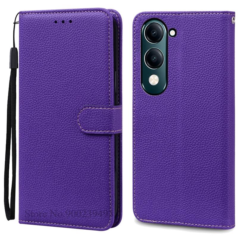 

Y04 Чехол для Vivo Y04 Чехол Книжка Кожаный Чехол-Кошелек для Vivo Y04 Чехол Мягкий ТПУ Книжка Чехол Подставка Защитный Чехол Coque Fundas For Vivo Y04 темно-фиолетового