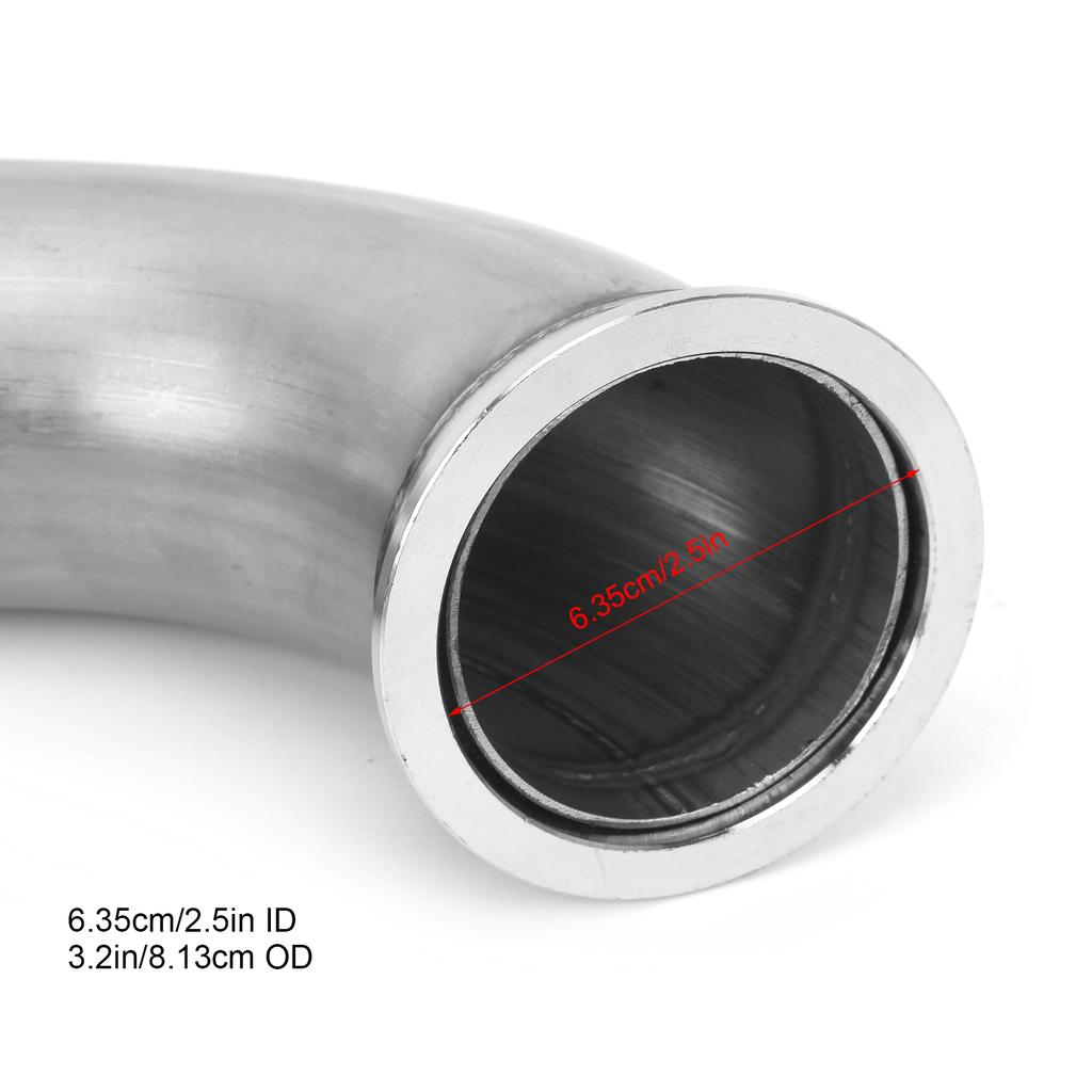 90° Flange Elbow Adapter Downpipe VBand Clamp Stainless Steel 2.5in ID To 3.2in OD